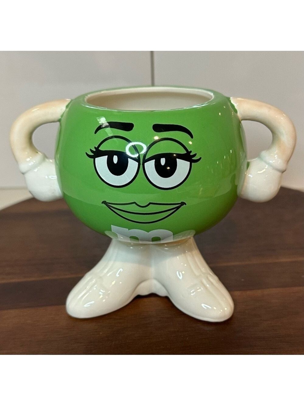 2009 Green M&M's Candy Mug Double Handled & Footed (Retired Design Boots) Mars